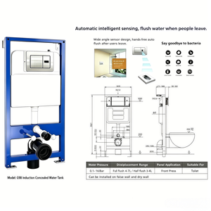 <span class=keywords><strong>Cisterna</strong></span> Oculta Inteligente con Sensor, de HDPE Resistente, Moderna, Cuadrada, para Baño Exterior, Montada en la Pared - Product Image 3