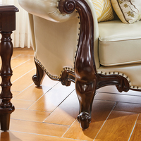 Ensemble de meubles de salon de luxe moderne américain, grand modèle beige pour villa, canapé en cuir pleine fleur véritable, bois massif, éponge, pour hôtel
