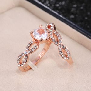 Elegante anello color rosa per donna, design scintillante con intarsi, gioielli alla moda per tutti i giorni - Product Image 4