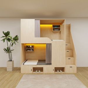 Muebles Modernos Aptos <span class=keywords><strong>para</strong></span> Casas y Apartamentos, Diseño <span class=keywords><strong>de</strong></span> Estructura <span class=keywords><strong>de</strong></span> Madera Maciza Resistente, Cama Doble - Product Image 2