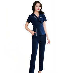 Nuevo Uniforme de Trabajo de Alta Gama para Esteticista de Spa, Modelo 236, de Cuero Genuino Repujado, con Mangas Cortas y Pantalones Largos - Product Image 2