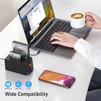 Docking Hard Disk Drive FIDECO Usb 3.0 Tipe C 2.5 3.5 Inch dengan Kloning Offline Hdd Kotak Plastik Hitam SATA Stok CE FCC ROHS