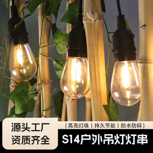 Outdoor S14 <b>Solar</b> <b>String</b> <b>Light</b> LED Bulbs Waterproof For Camping Courtyard Ambient Lighting With Remote Control - Product Image 4