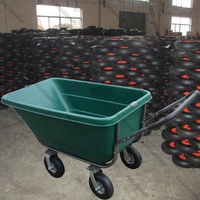 Brouette de jardin à deux roues en plastique vert pour travaux de construction WB3089 TC3089