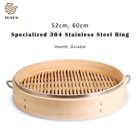 Fabriqué à la main Commercial grand bambou vapeur 304 anneau en acier inoxydable vapeur panier Pot pour boulettes Dim Sum Bao petits pains riz nourriture
