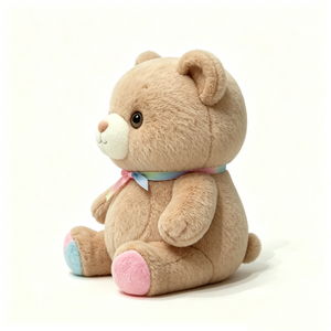 Oso de peluche gordo y personalizado, color canela claro, suave y esponjoso, con parche en la nariz color blanco crema - Product Image 3