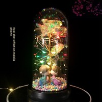 Lampe de nuit LED créative pour anniversaire, Tanabata, Saint-Valentin, remise de diplôme, fête des mères, Noël, rose en feuille d'or CY-014, utilisation en intérieur