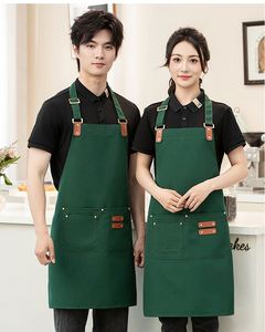 ผ้ากันเปื้อนเอวแบบไม่มีแขน ผ้าแคนวาสกันน้ำ สำหรับเชฟในครัว ใช้ในร้านอาหาร ร้านชานม ร้านกาแฟ พนักงานเสิร์ฟ พร้อมพิมพ์โลโก้ตามสั่ง - Product Image 2