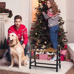 Jh-mech <span class=keywords><strong>3</strong></span> ketinggian <span class=keywords><strong>3</strong></span>,9 inci 8 inci 12,8 inci berdiri mangkuk anjing naik dapat dilepas dapat disesuaikan mangkuk makanan anjing berdiri - Product Image 5