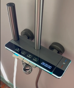 Pistolet thermostatique Offre Spéciale gris LED salle de bain douche pluie ensemble en aluminium pour <span class=keywords><strong>appartement</strong></span> luminaires de bain mélangeurs hôtels vanne en céramique - Product Image 5