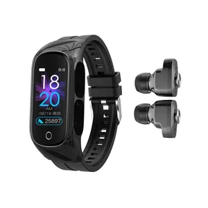 Yüksek kalite sıcak satış 2 in 1 su geçirmez Reloj intelligentes Smartwatch Earbuds akıllı bant kulakiçi ile akıllı elektronik