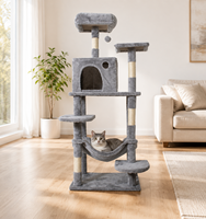 Centre d'activités pour chat multi-niveaux, antidérapant, durable, écologique et haut de gamme, avec hamac et griffoir en sisal, livré en carton facile à assembler