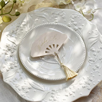 Ensemble de cartes de mariage personnalisées en forme d'éventail avec pompon, cartes nominatives pour invités, RSVP et menu inclus, design vintage personnalisé, fabriqué en Chine