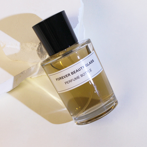 Flacon de parfum recyclable, nouveau design, cylindrique, vide, en verre ambré, avec <span class=keywords><strong>un</strong></span> grand bouchon noir. - Product Image 5