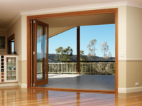 Porte pliante en verre avec cadre en aluminium, grands panneaux, isolation acoustique pour salon, véranda, projet de construction de maison de luxe