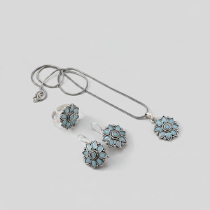 Juego de Joyería de Moda Chapada en Oro Oxidado Azul Claro Jewelemarket - Product Image 2
