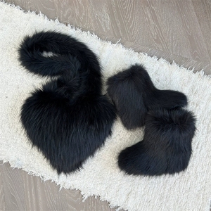 Stivali da Neve Pelosi e Caldi con Borsa <span class=keywords><strong>a</strong></span> Forma di Cuore in Pelliccia Sintetica per Donne - Product Image 6