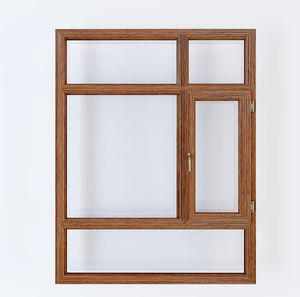 Fenêtre à battant française en aluminium composite sur mesure, verre isolant à économie d'énergie, revêtement en chêne massif pour maison zéro émission - Product Image 4