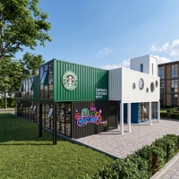 Maison Conteneur Préfabriquée Moderne de Luxe avec Murs en Verre pour Café Extérieur, Bar Mobile, Bureau, Chambre