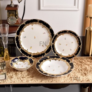 Luxury American Style 8+10 Inches <b>Ceramic</b> <b>Plate</b> Dish Set Factory Direct Home Use Eco-Friendly for Party Occasions - Product Image 2