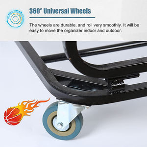 Chariot de rangement pour équipement sportif JH-Mech à grande capacité pour ballons de basket-<span class=keywords><strong>ball</strong></span>, de football et de volley-<span class=keywords><strong>ball</strong></span>, avec roulettes, support pour ballons de basket-<span class=keywords><strong>ball</strong></span> - Product Image 4