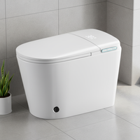 WC intelligent monobloc de luxe blanc avec télécommande, siège à fermeture douce, couvercle chauffant, siège allongé, évacuation en S