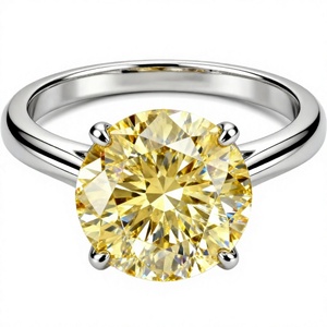Bague Vintage VVS Diam 2CT en Moissanite Jaune pour Femme, Or Massif 18K 14K 10K, Argent 925, Sertie à Griffes, pour Fiançailles, Mariage, Fête - Product Image 2