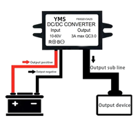 Convertidor USB C de carga rápida QC3.0 DC 12V/24/36V/48V a 5V 3A Tipo-C Módulo de carga Buck Regulador de voltaje reductor de potencia de coche