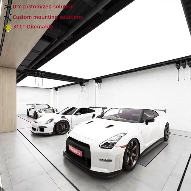 DIY Customizable Size Logo Soft Film Box Ceiling Lighting 3CCT Dimmable PVC Stretch Ceiling Installation for Car Wash Showroom