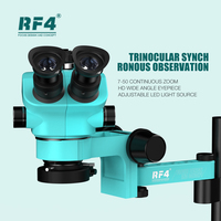 Ensemble de microscope stéréoscopique trinoculaire RF4 4K 360 °   Support de téléphone à bras articulé rotatif pour la réparation de cartes de circuits imprimés