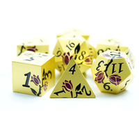 Jeu de dés de jeu personnalisé en métal en alliage de zinc plaqué or de conception populaire pour donjons et dragons