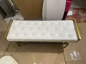Light Luxury Metal Soft Bag Leather Pull Buckle Long Bench Living Room Fashion <strong>Sofa</strong> <strong>Stool</strong> Bed End <strong>Stool</strong> for Shoe <strong>Stool</strong> - Product Image 6