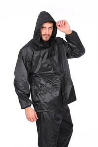 100% Polyester PVC không thấm nước Áo Mưa Quần <span class=keywords><strong>y</strong></span>ếm có dâ<span class=keywords><strong>y</strong></span> đeo trùm đầu áo mưa màu đen áo mưa bán buôn câu cá Golf thiết bị - Product Image 4