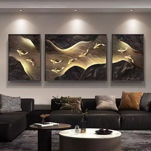Peinture murale abstraite sur toile, triptyque de luxe personnalisé pour salon et bureau - Product Image 4