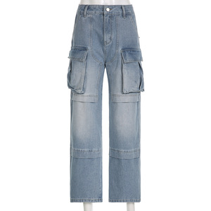 Pantaloni da <span class=keywords><strong>donna</strong></span> alla moda pantaloni Casual Boyfriend Denim pantaloni larghi da allenamento con tasche Jeans per <span class=keywords><strong>donna</strong></span> pantaloni da <span class=keywords><strong>donna</strong></span> - Product Image 6