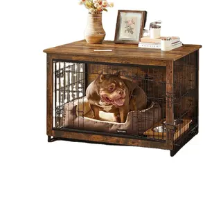 2023 New Style Mobile Xxxl Heavy Duty Metal Square Tube Crate For Dog Of Cabinet Furniture Style Dog Cage
