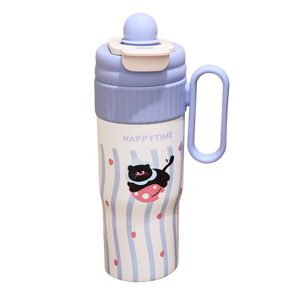 Vaso Térmico de Acero Inoxidable 304 con Aislamiento al Vacío, Diseño Portátil con Doble Pajita, Estampado de Dibujos Animados de Alto Valor, Mantiene la Temperatura de 12 a <span class=keywords><strong>24</strong></span> <span class=keywords><strong>Horas</strong></span> - Product Image 4