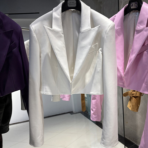 Blazer Feminino Curto de Couro Genuíno em Cores Vibrantes, Jaqueta de Couro de Ovelha Real para Outono - Product Image 6