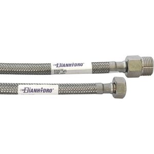 Tuyau de douche flexible moderne en acier inoxydable et laiton, finition chromée, 60 cm, MF 1/2 x 3/8, pour salle de bain - Product Image 1