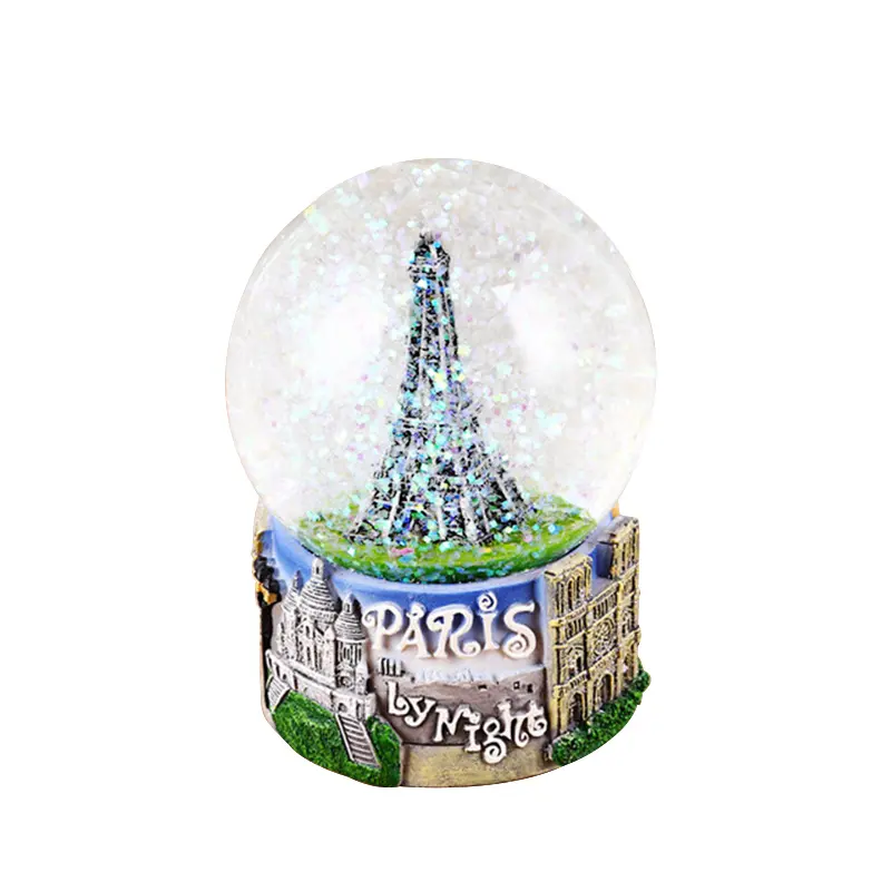 ของที่ระลึกส่งเสริมการขายที่กำหนดเองคุณภาพสูงเรซิ่นฝรั่งเศส Paris EIFFEL Tower Snow Globe