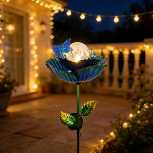 Lampe solaire <span class=keywords><strong>LED</strong></span> de jardin personnalisée IP65 en fer, modèle Lotus, 3500K blanc chaud, angle de faisceau 360°, pour <span class=keywords><strong>extérieur</strong></span>, maison, cour et allée - Product Image 6