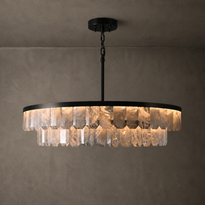 Lustre en verre à cadre ovale moderne, LED, télécommande, hauteur réglable, suspension, garantie 3 ans, pour hall d'hôtel, café - Product Image 3