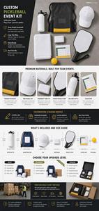 Kit d'événement sportif personnalisé pour équipe de pickleball avec bouteille, serviette, casquette, bracelet, housse de raquette et sac - Product Image 6