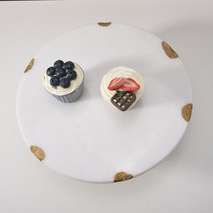 Hot Selling <strong>Cake</strong> Holder Lazy Susan Rotating Tray Wedding Metal Base <strong>Marble</strong> Top <strong>Cake</strong> <strong>Stand</strong> - Product Image 2