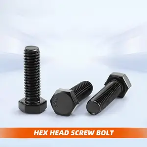 Obeng Hex eksternal kualitas tinggi baja karbon 35K sekrup tutup kepala Hex oksida hitam berulir penuh baut Hex