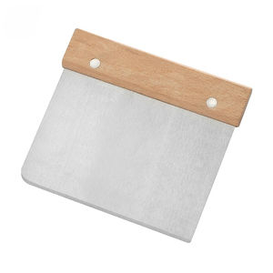 Spatule de cuisine en acier inoxydable, outil teppanyaki, spatule à pizza avec manche en bois, spatule à steak, barbecue, crêpes, nouilles - Product Image 5