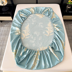 Protège-matelas respirant en soie glacée pour l'été, motif végétal, antidérapant, couvre-lit complet pour adultes - Product Image 3