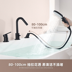 3 lỗ hình tròn lớn tốc độ dòng chảy boong núi bồn tắm vòi Set với <span class=keywords><strong>pull</strong></span> out Shower Head trong Chrome và matte Đen - Product Image 5