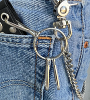 Portefeuille robuste en jean avec chaîne de laisse, porte-clés pour motards et camionneurs, anneau porte-clés, bijoux inaltérables, fermoir de portefeuille pour femmes et hommes