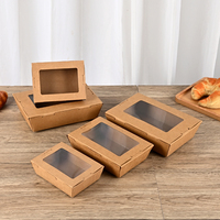 Boîte à lunch jetable en papier plastifié pour repas rapides, poulet frit populaire, boîte à salade et sushi rectangulaire avec fenêtre